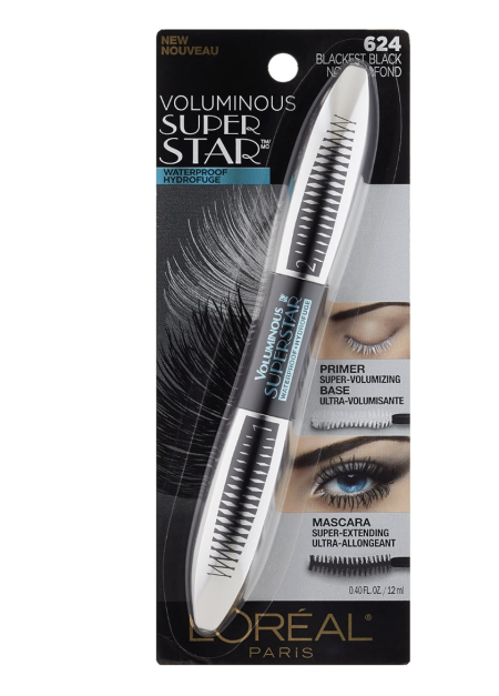 L'Oreal Paris Cosmetics Voluminous Superstar Mascara, Waterproof, Blackest Black